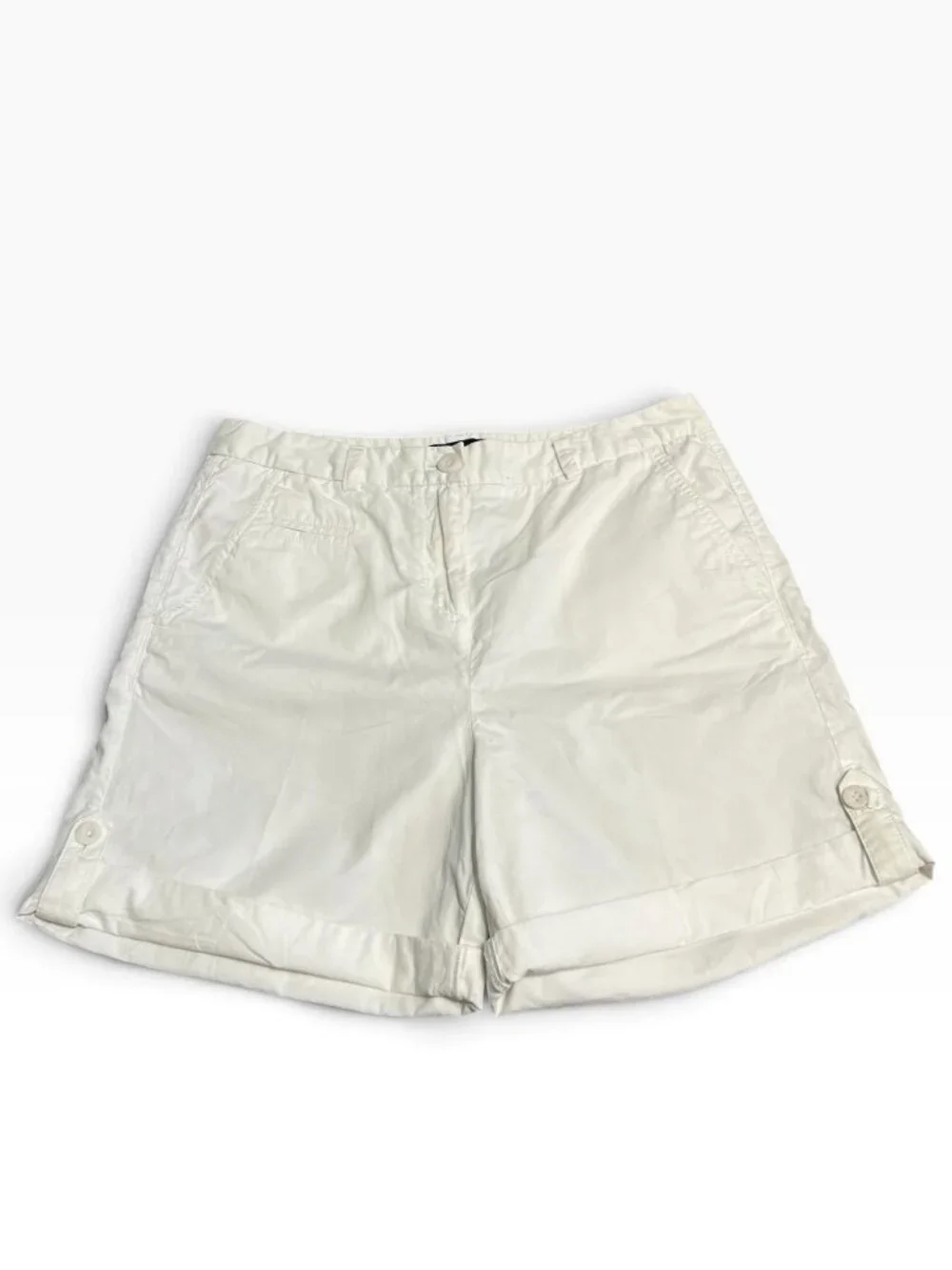 M&S Collection White Chino Shorts Size US 6 Cuffed Cotton Minimalist Preppy 29